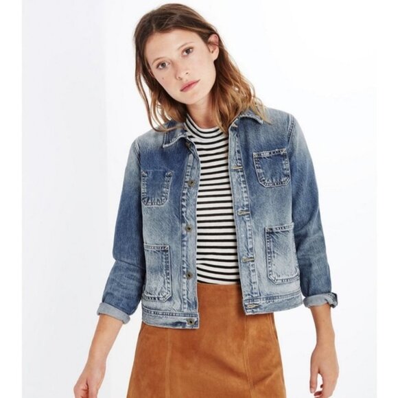 NEW Adriano Goldschmied Andy Denim Trucker Jacket Blue Small - Picture 1 of 12